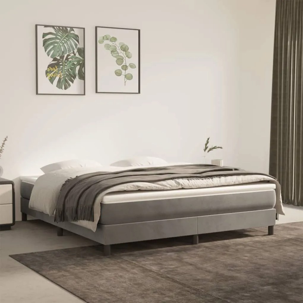 Materasso A Molle Grigio Chiaro 180x200x20 Cm İn Velluto /