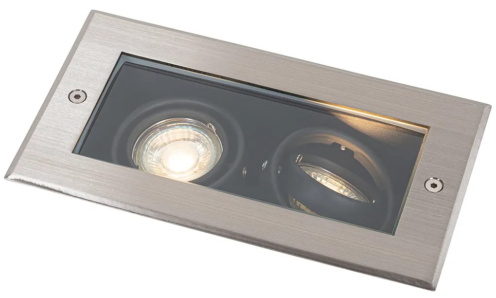 Faretto da terra moderno in acciaio 2 luci orientabile IP65 - Oneon