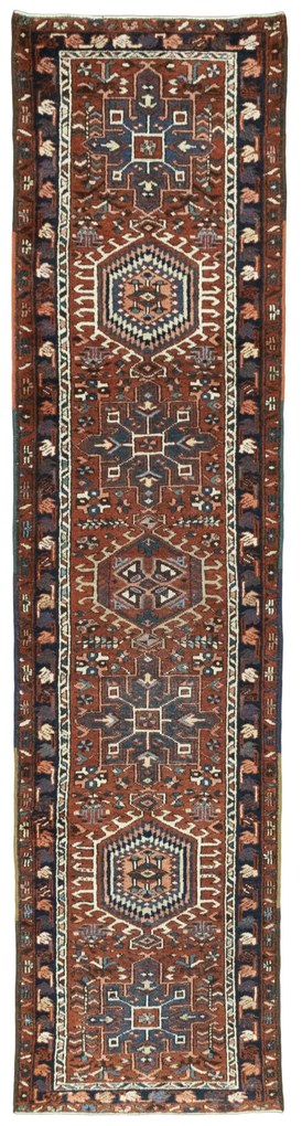 Heriz Tappeto 80 x 320 Rosso (Iran) Annodato A Mano