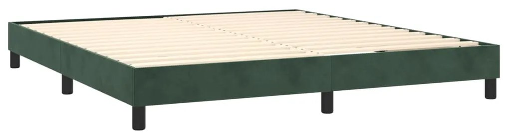 Letto a Molle con Materasso e LED Verde Scuro 180x200cm Velluto