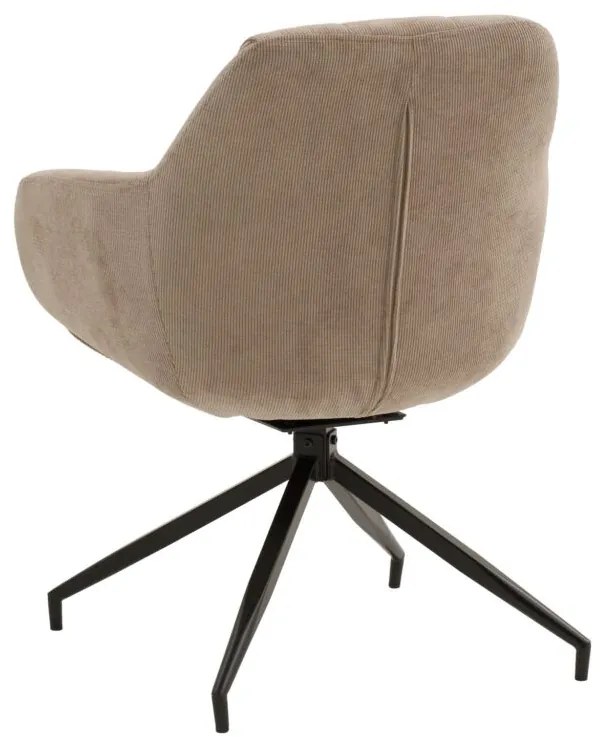 Set di poltroncine girevoli STONESTOWN in tessuto beige e gambe in metallo nero, con braccioli