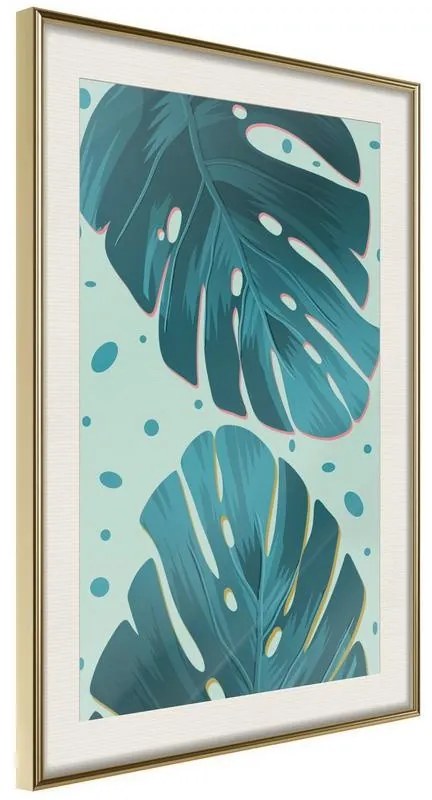 Poster  Pastel Monstera Leaves  Cornice Quadri Cornice d'oro con passe-partout, Larghezza x Altezza Home decor 40x60