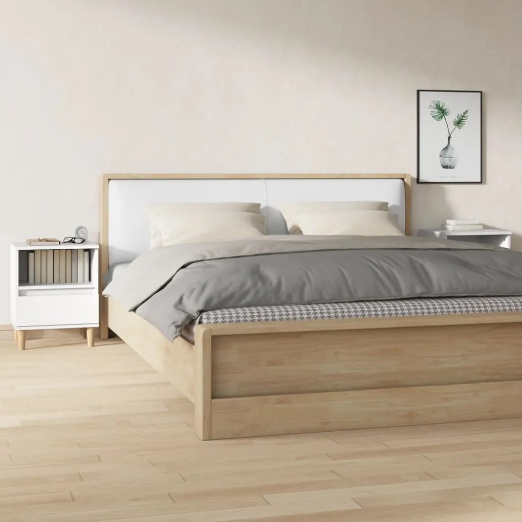 Comodini 2 pz in bianco 40x35x50 cm