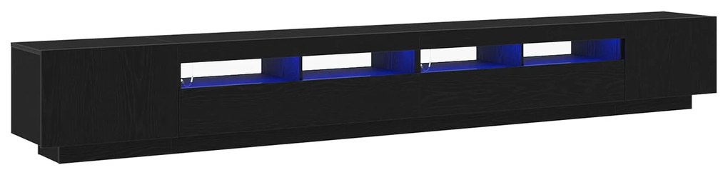 Mobile tv con luci led nero rovere 300x35x40 cm in legno ingegnerizzato
