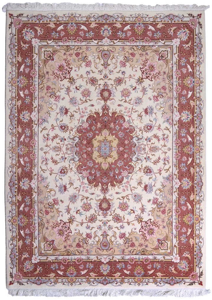 Tabriz Tappeto 240x170 Beige (Iran) Annodato A Mano