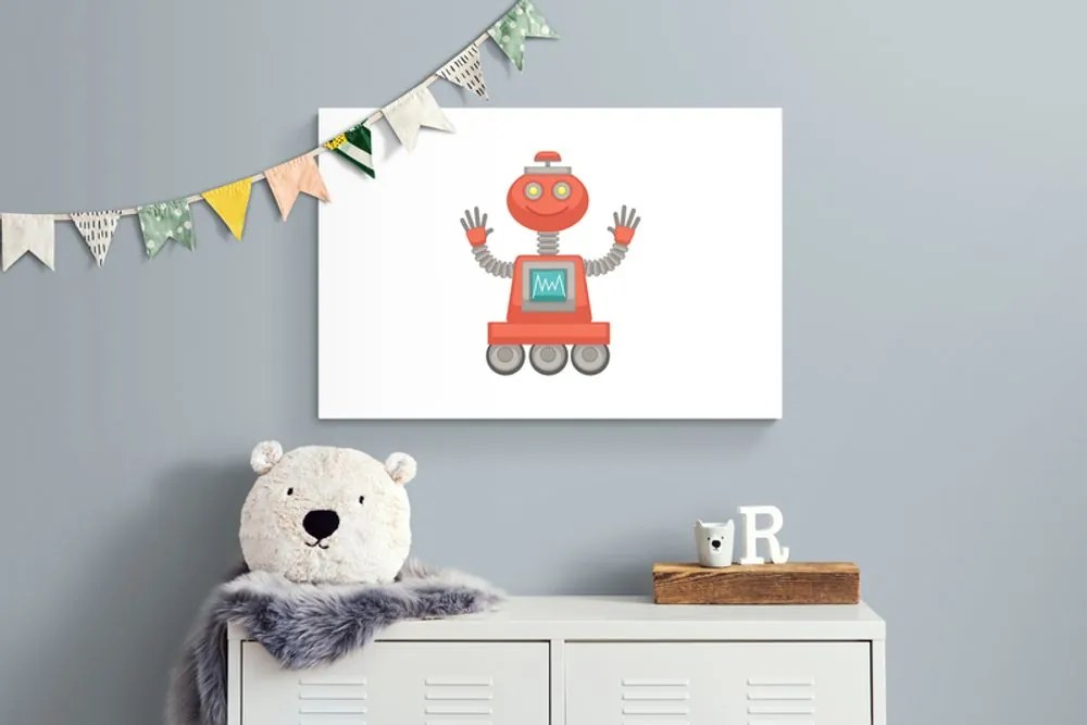 Quadro su tela – Con motivo di robot in rosso