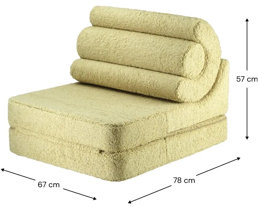 Poltrona per bambini verde con rivestimento in bouclé Flipster – Wigiwama