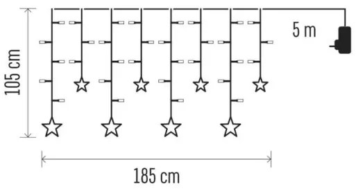 Tenda luminosa natalizia a LED 115xLED/1,35W 6,85x1,05 m bianco caldo