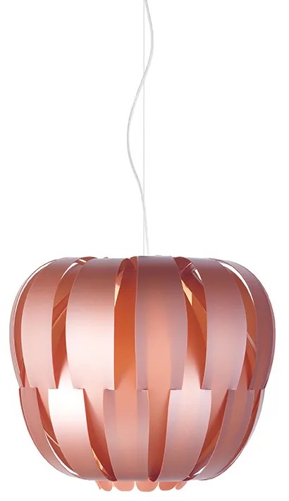 Sospensione Moderna 1 Luce Queen In Polilux Rosa Metallico D19 Made In Italy