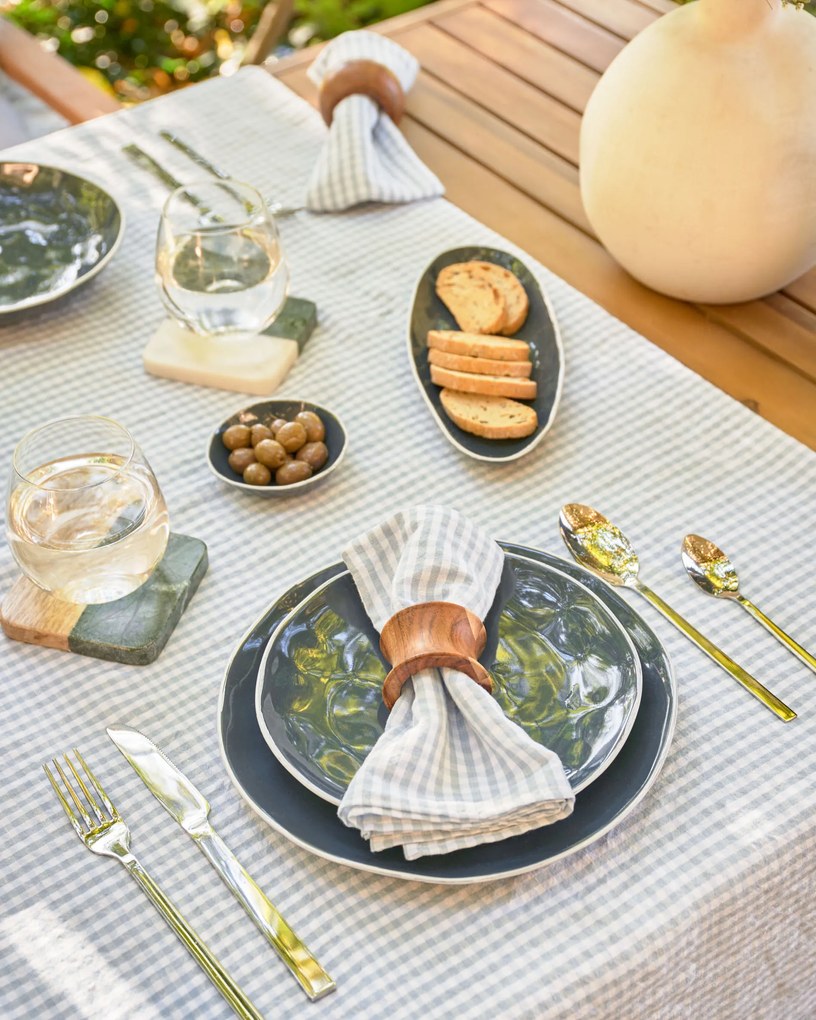 Kave Home - Set Pontis di 2 piatti fondi in porcellana blu