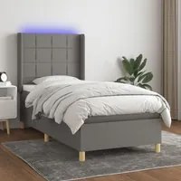 Letto a Molle Materasso e LED Grigio Scuro 90x190 cm in Tessuto 3138838