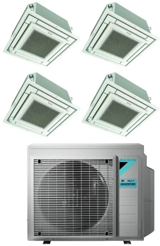 Daikin - Climatizzatore Condizionatore Bluevolution Inverter Quadri Split a Cassetta ffa-a 9+9+9+12 con 4MXM68N R-32 Wi-Fi Optional Con Griglia