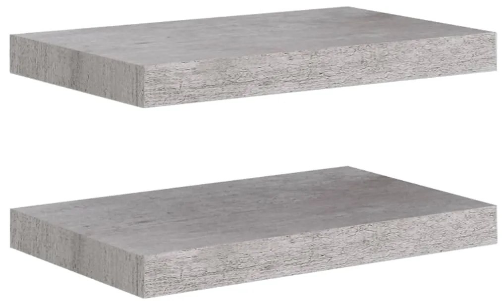 Scaffali a parete 2 pz grigio cemento 40x23x3,8 cm in mdf