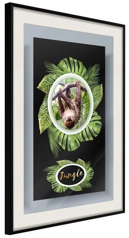 Poster  Greetings from the Jungle  Cornice Quadri Cornice nera con pass-partout, Larghezza x Altezza Home decor 20x30