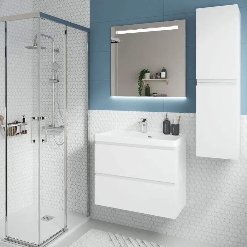 Mobile sottolavabo e lavabo Remix bianco matt L 75 x H 57.7 x P 33 cm 2 cassetti