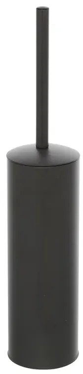 Portascopino grigio opaco con setole nere in silicone e secchio interno