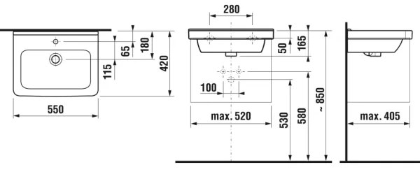 JIKA H8104220001041 - Lavabo sospeso CUBITO 55x42 cm ceramica/bianco