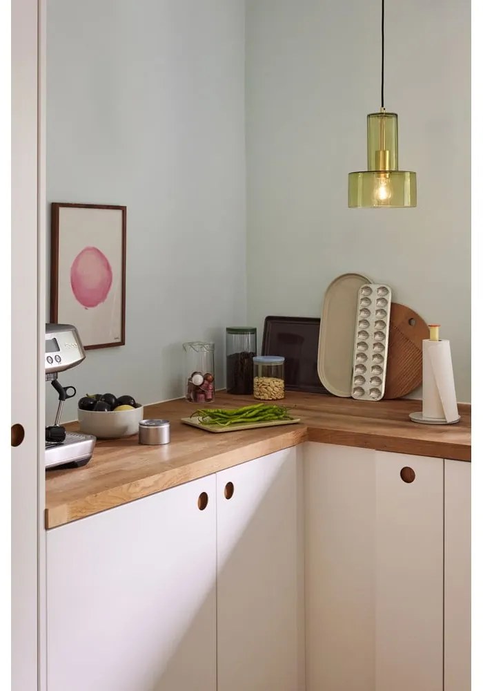 Lampada a sospensione in vetro verde ø 20 cm Ripple - Hübsch