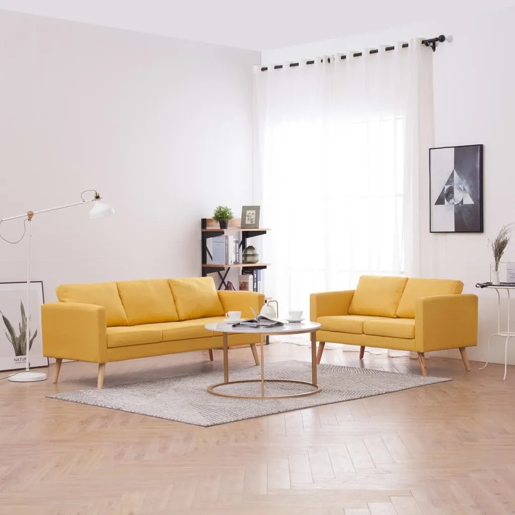 Set Divani 2 Pz İn Tessuto Giallo /