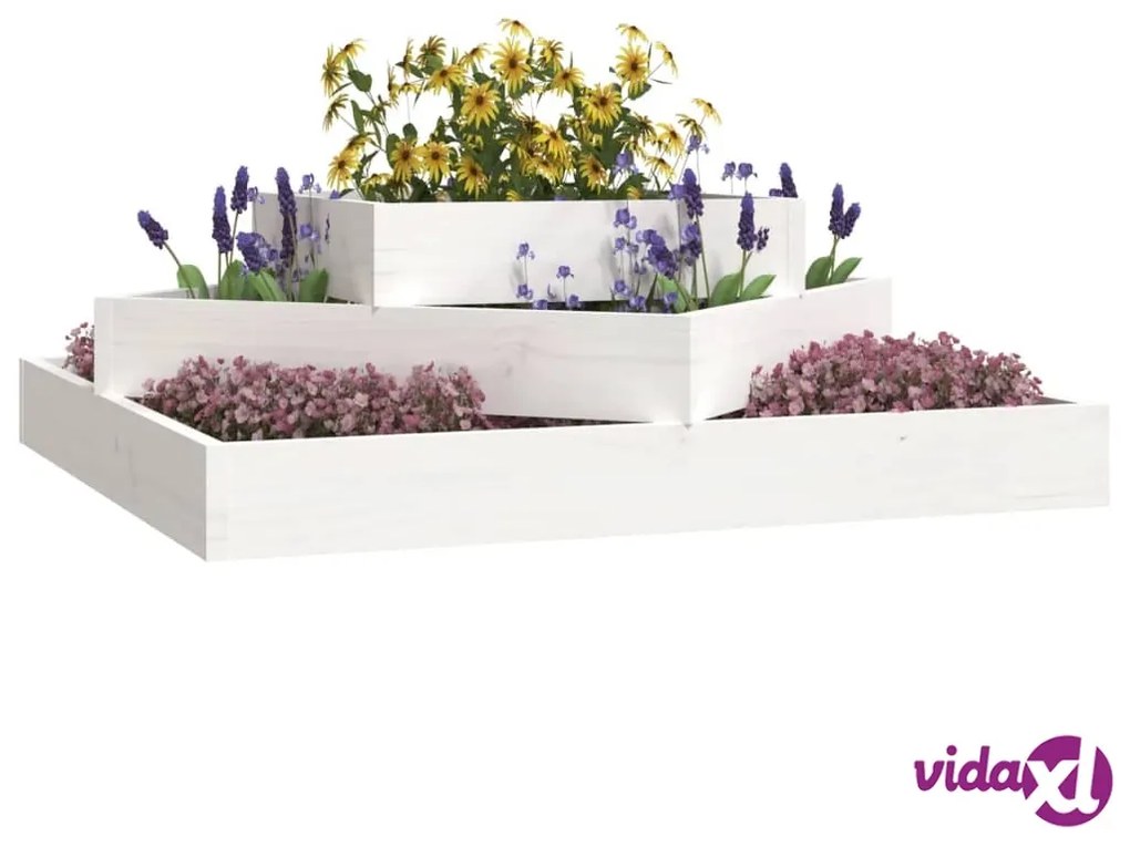 vidaXL Fioriera Bianca 83x83x27 cm in Legno Massello di Pino