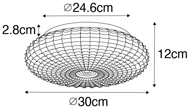 Plafoniera classica nera con vetro opale 30 cm IP44 - Nohmi