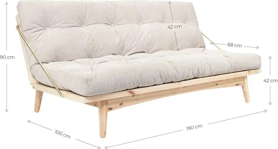 Divano letto in velluto a coste senape 190 cm Folk - Karup Design