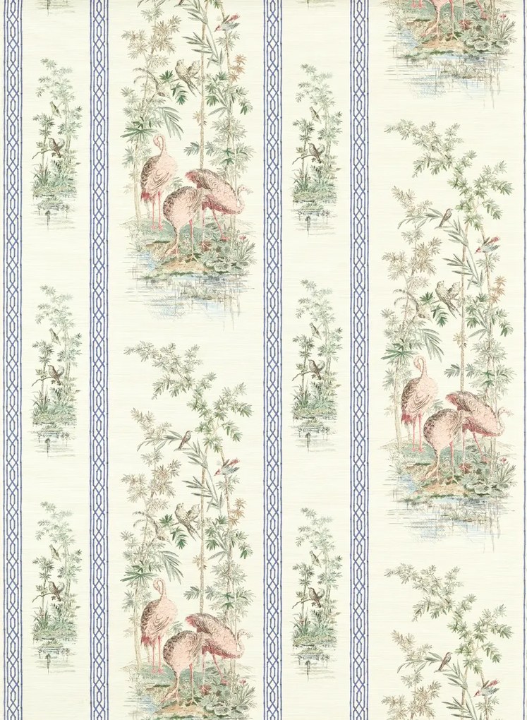 Zoffany Carta da parati Storks & Thrushes - Tuscan Pink / Cobalt