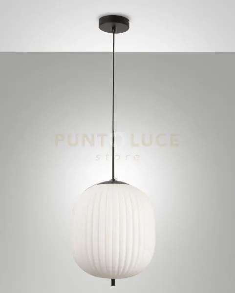 Domizia lampadario a sospensione nero d.32cm in metallo e vetro 1 l...