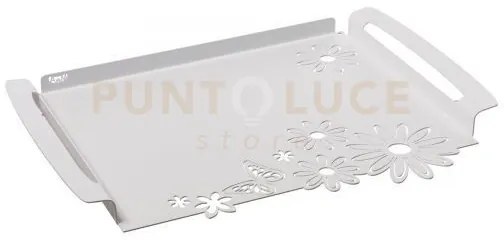 Vassoio piccolo margherite bianco marmo in ferro 37x26cm