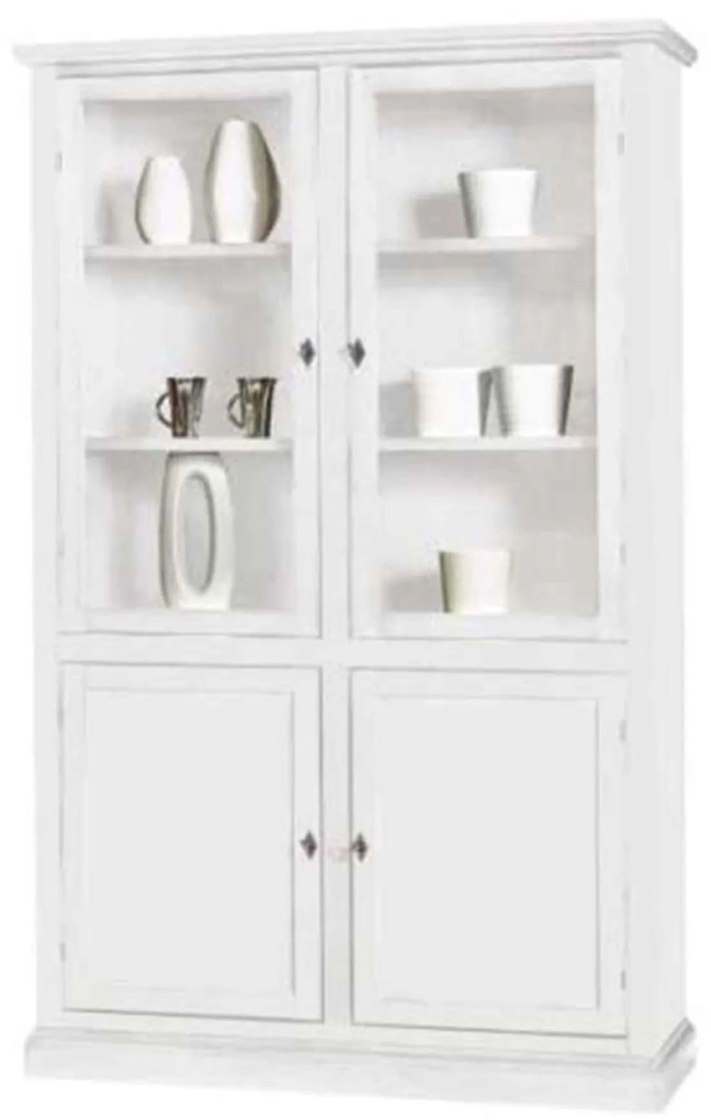 DANIELLE - mobile con vetrina in legno massello cm 120 x 41 x 187 h