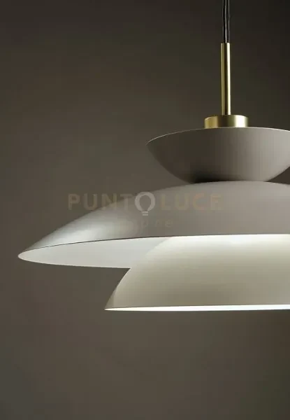 Kloe' lampadario a sospensione con 3 basi e rosone tortora montatu...