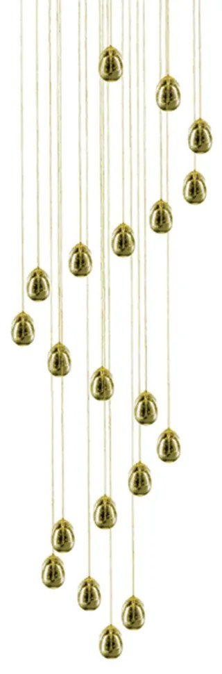 Lampadario A Sospensione Contemporaneo Golden Egg Oro Vetro Pulegoso Led 96W