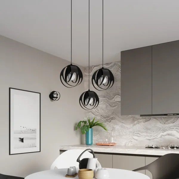 Sollux SL.1088 - Lampadario su corda TULOS 3xE27/60W/230V nero