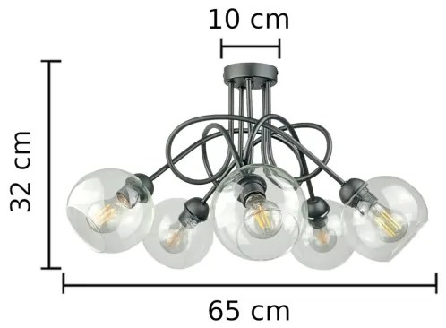 Lampadario a plafone EVIE 5xE27/60W/230V antracite/limpido