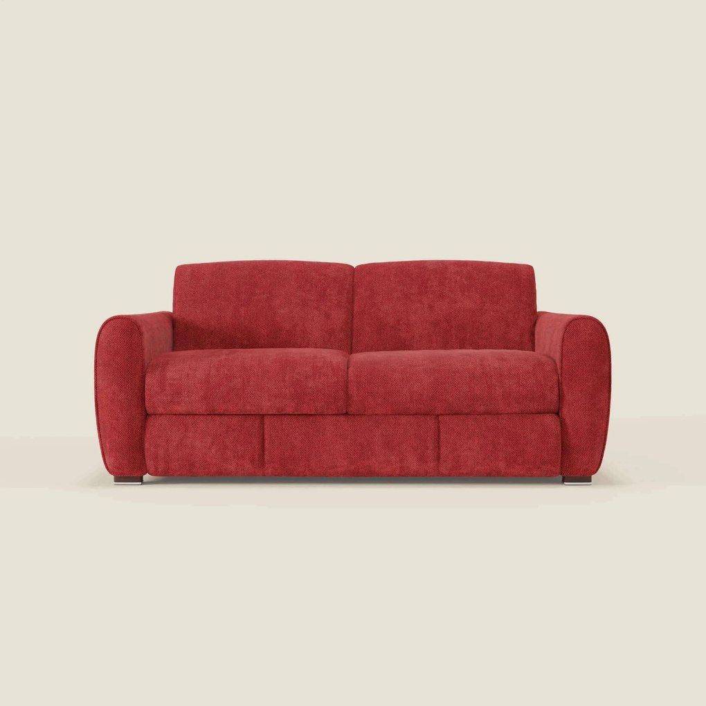 Kaleo Divano letto moderno con materasso H17 cm - in raffinato tessuto impermeabile T26 rosso vivo