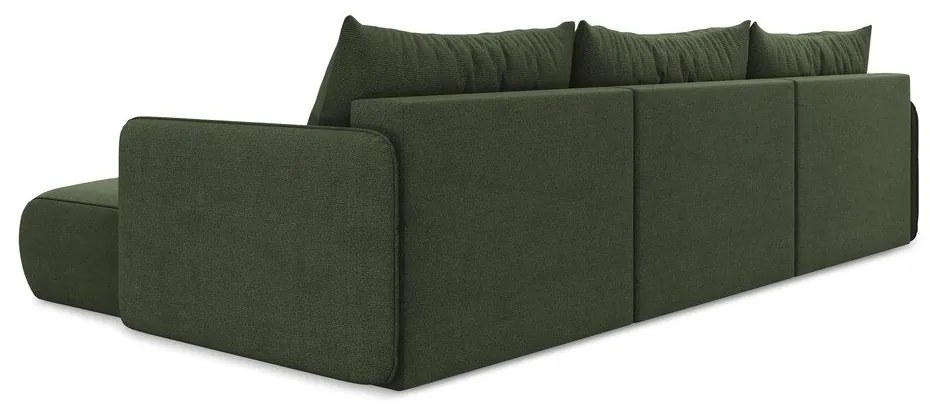 Divano angolare verde allungabile/con contenitore Nanea – Makamii