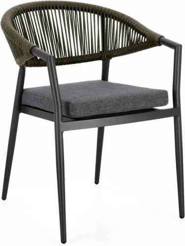 Sedia Da Esterno Impilabile Con Braccioli In Alluminio E Corda Millor Antracite E Verde Bizzotto