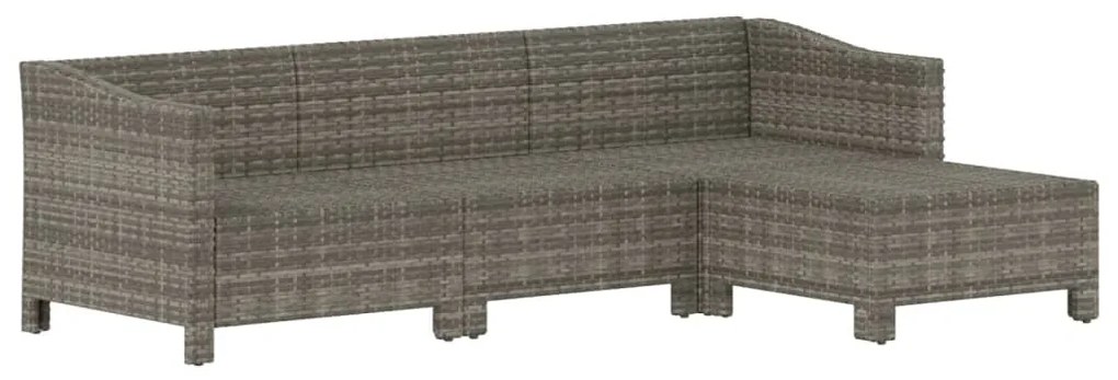 Set divani da giardino 4 pz con cuscini in polyrattan grigio