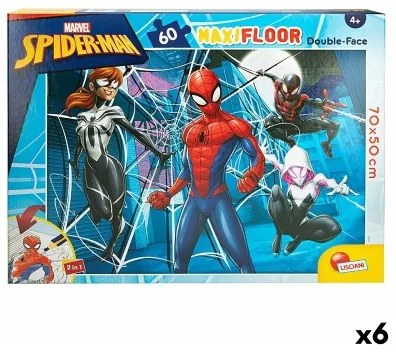 Puzzle per Bambini Spider-Man Double-face 60 Pezzi 70 x 1,5 x 50 cm (6 Unità)