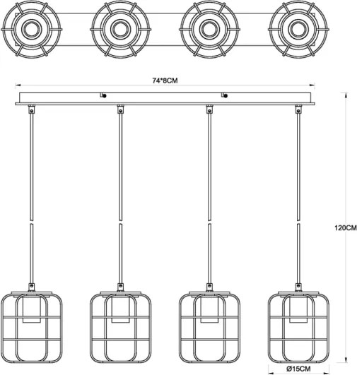 Globo 54037-4H - Lampadario a sospensione WILLA su cavo 4xE27/40W/230V