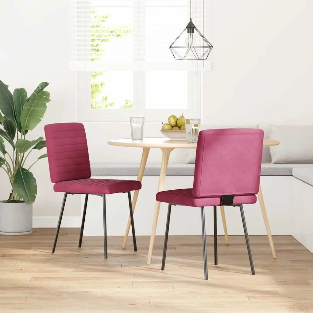 Sedie Da Pranzo 2 Pz Rosso Vino İn Velluto /
