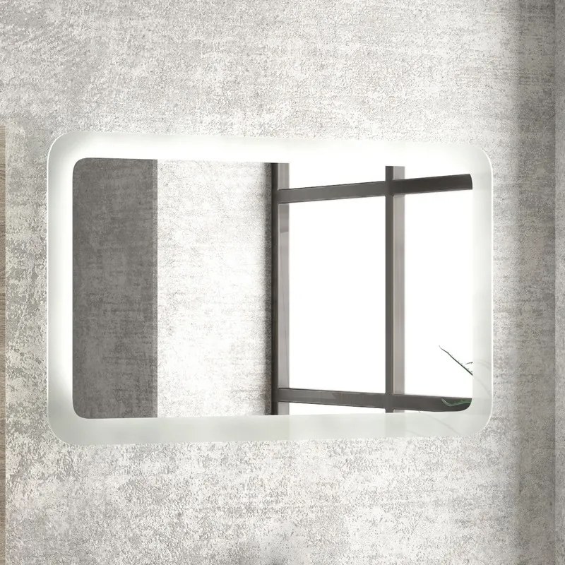 Composizione bagno 100cm a terra: mobile, specchio led e colonna TOD-100B - KAMALU