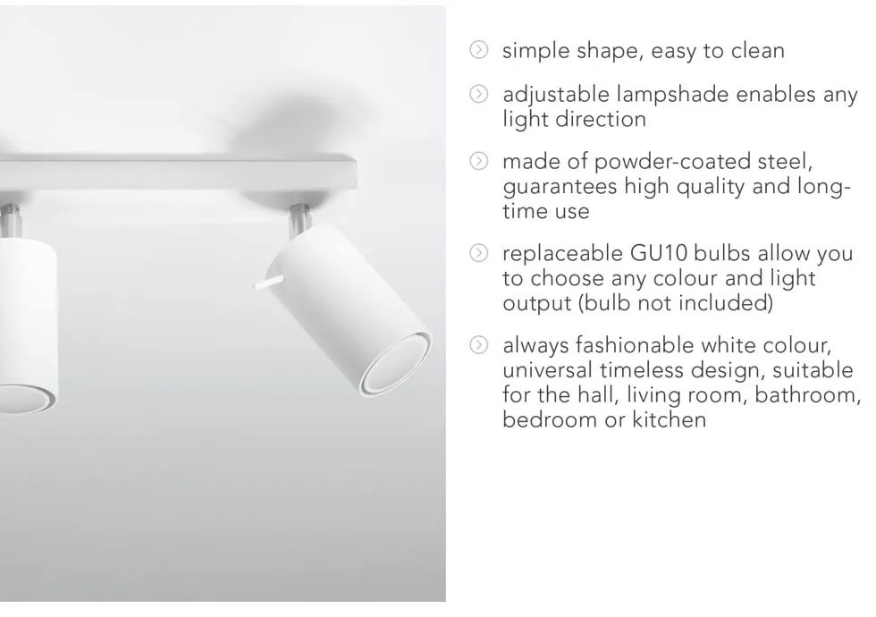 Plafoniera bianca Etna - Sollux