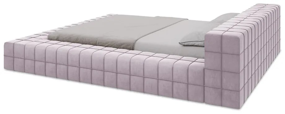 Letto matrimoniale imbottito in lavanda con griglia 160x200 cm Akela - Makamii