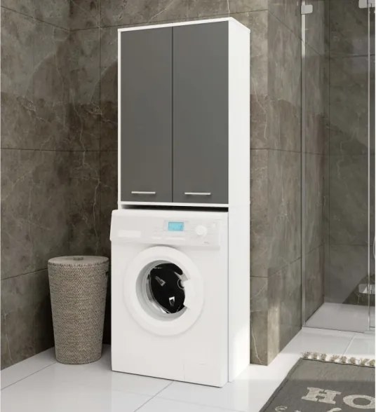 Mobile Coprilavatrice Lavanderia 2 Ante A Colonna 64x30x180 Diana Bianco/Grafite