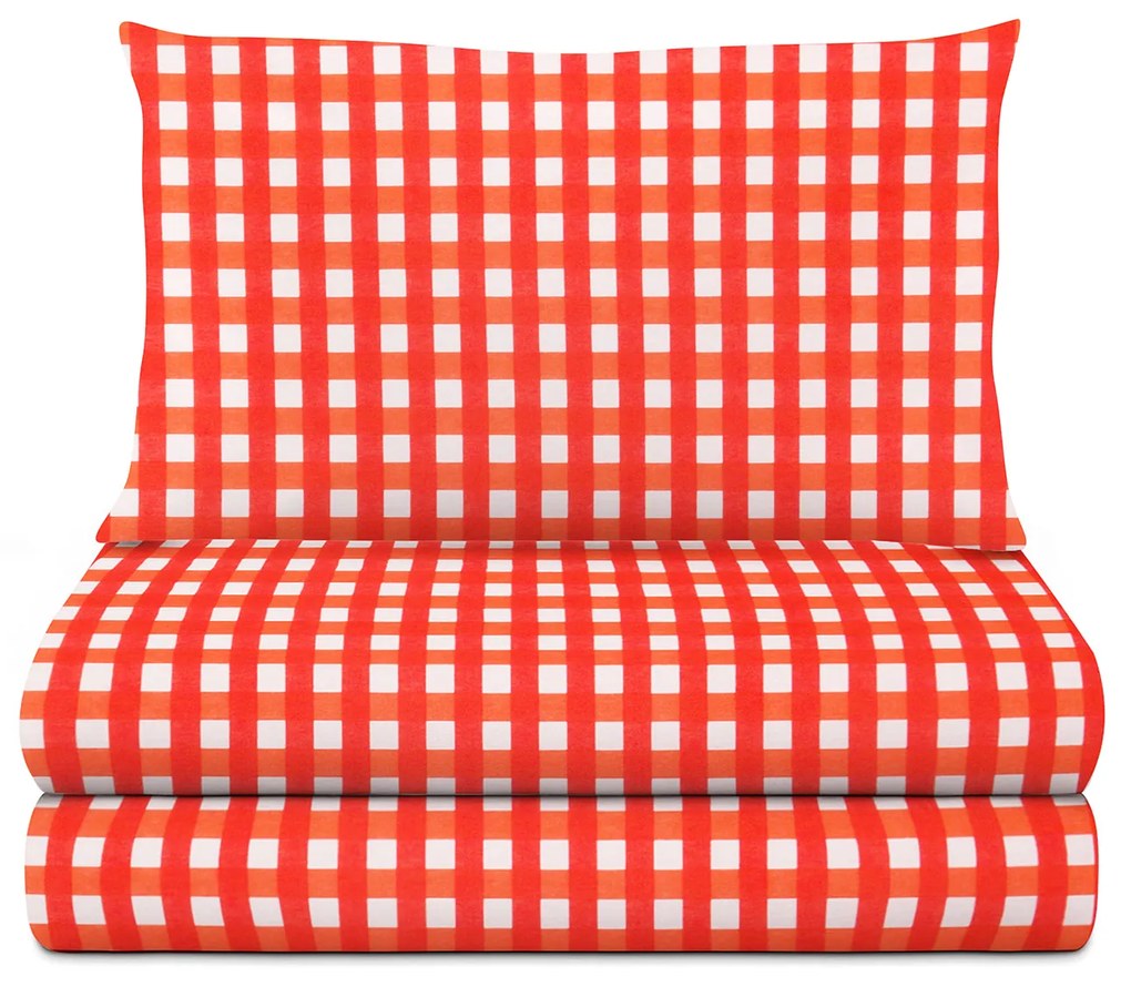 Completo letto 1 piazza e mezza quadretti corallo