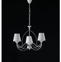 Lampadario Provenzale Fiammingo 3 Luci Ferro e Paralumi Bianco Serie Rustico