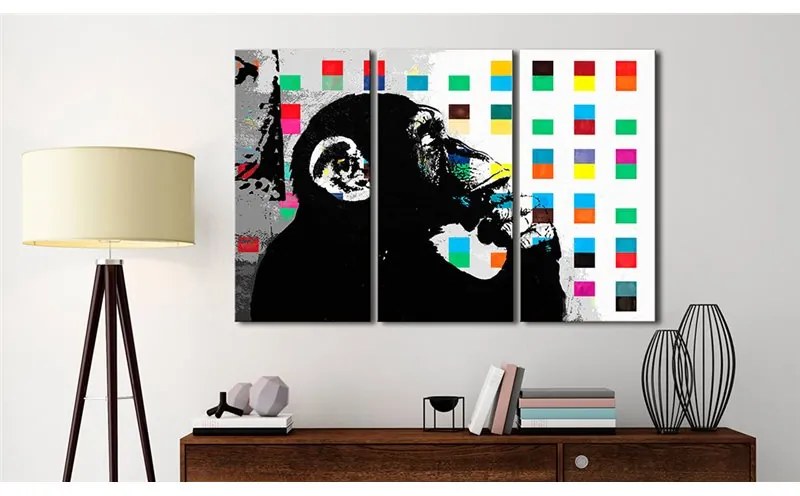 Quadro The Thinker Monkey by Banksy  Colore colorful, Dimensioni e Misure 90x60