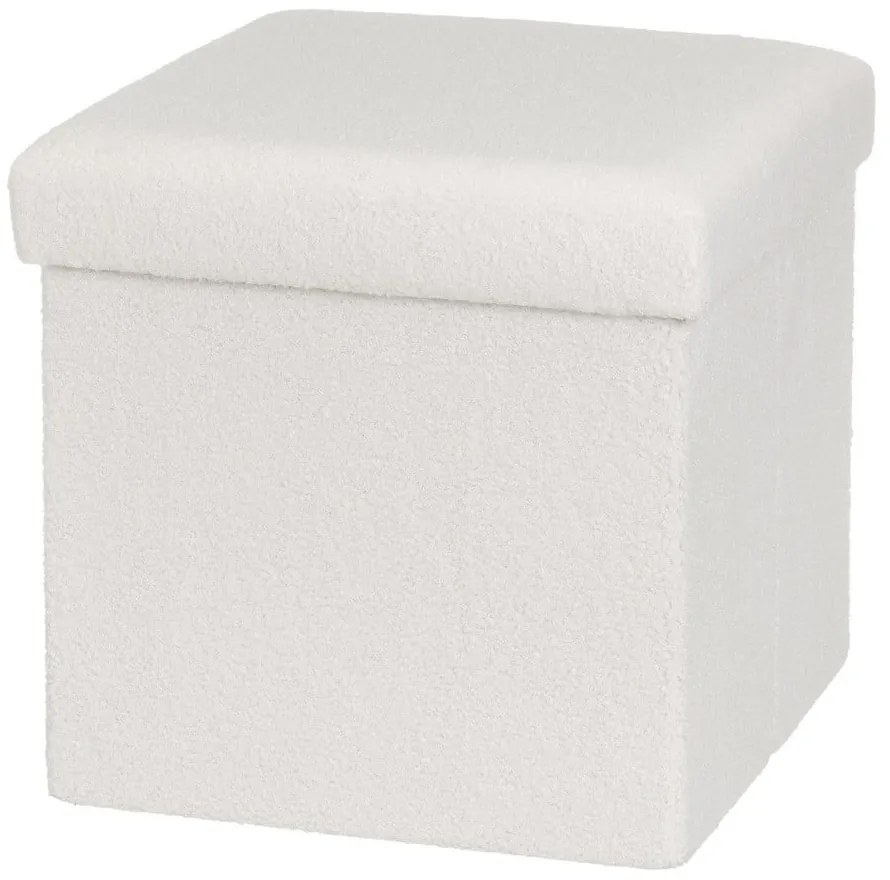 Poggiapiedi in tessuto bouclé bianco Ecru - Casa Selección