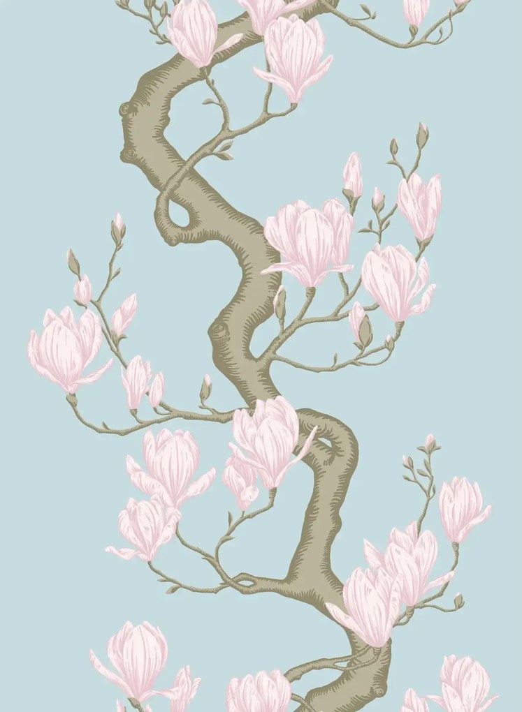 Cole & Son Carta da parati Magnolia Tree - Sky Blue and Blush